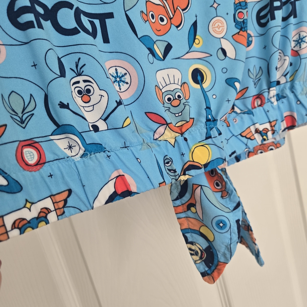 Disney Womens EPCOT Button Down Shirt - Light Blue with Characters - Picture 9 of 11